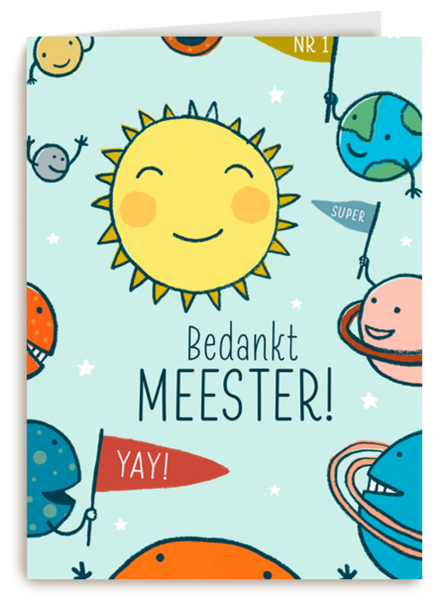 bedankt meester kaart met de zon en planeten