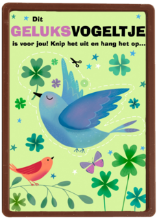 Veel geluk kaart met geluksvogeltje