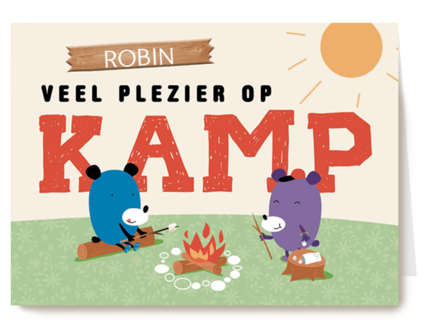 op kamp kaart om je veel plezier te wensen op kamp