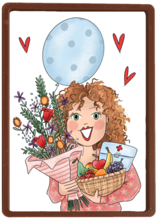 Beterschapskaart Fruitmand bloemen ballon Matia studio