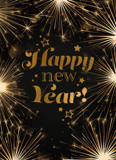 Nieuwjaar Happy New Year zwart