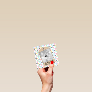 fotokaart gekleurde achtergrond met driehoekjes