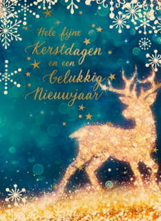 Kerstkaart zakelijk Hert met lichtjes