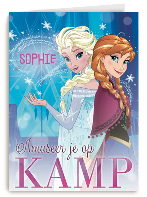 op kamp kaart met de mooie anna en elsa