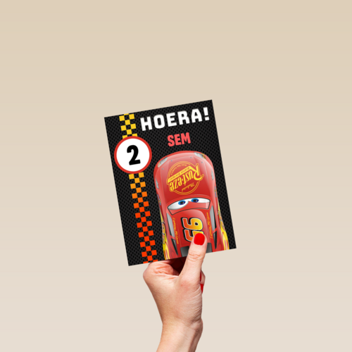 Cars verjaardagskaart bliksem McQueen hoera