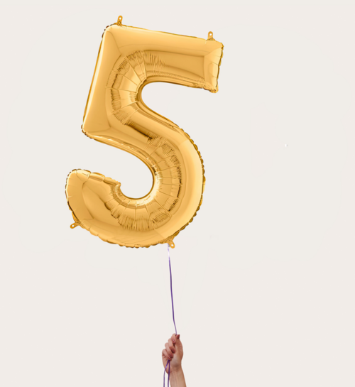 Cijferballon 5 Jaar Goud XL