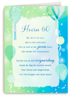Verjaardagskaart Hoera 60 More than words