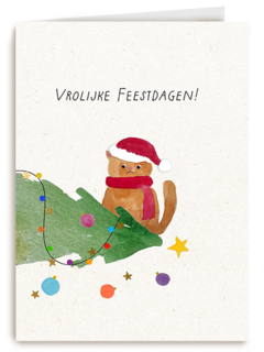 Kinderpostzegels Kat Kerstboom