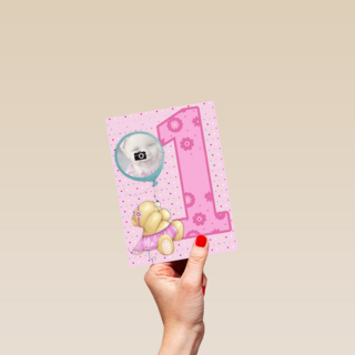 fotokaart forever friends roze beertje 1