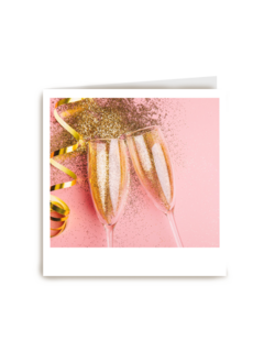 Verjaardagskaart vrouw hip champagne en glitters Polaroid