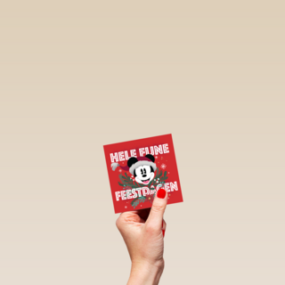Kerstkaart Mickey Mouse hele fijne feestdagen