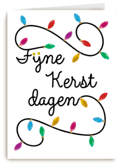 kerstkaart klassiek snoer met lampjes fijne kerstdagen