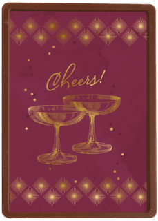 cheers with two glasses and golden stars