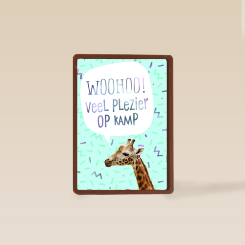 Op kamp kaart giraffe woohoo veel plezier