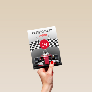 Verjaardagskaart raceauto