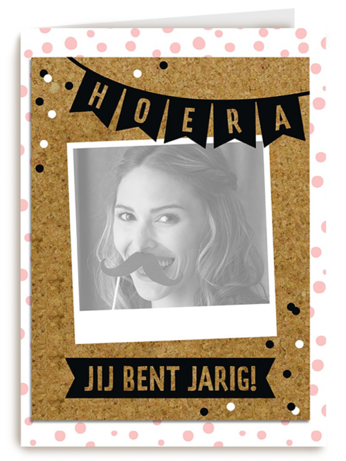 fotokaart staand hoera jij bent jarig
