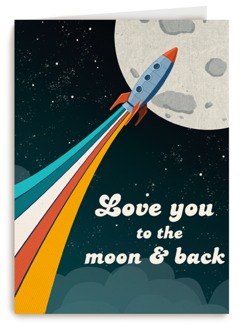 valentijn kaart klassiek love you to the moon and back