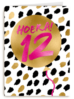Verjaardagskaart Hoera 12 meisje