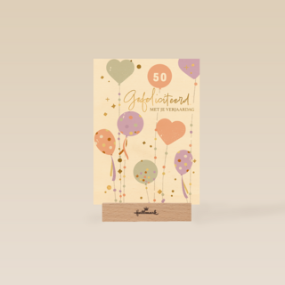 Verjaardagskaart ballonnen en hartjes leeftijd