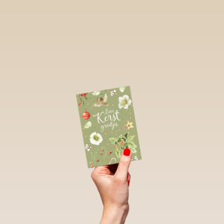 kerstkaart marjolein bastin lieve kerst groetjes vogeltje