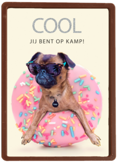 Op kamp kaart Cool hondje met donut