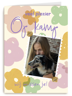 Veel plezier op kamp fotokaart bloemen