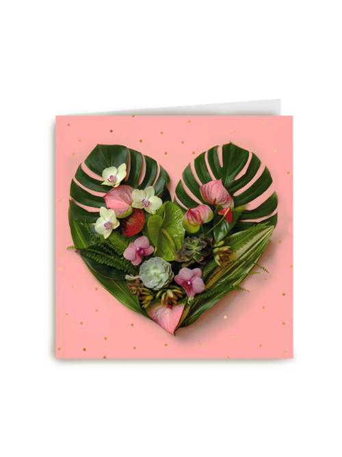 Blanco kaart roze hart bloem