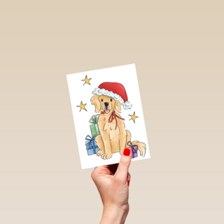 Kerstkaart hart onder de riem Hond met kerstmuts matia studio