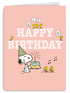Snoopy verjaardagskaart roze