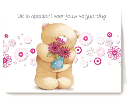beer met vaas bloemen