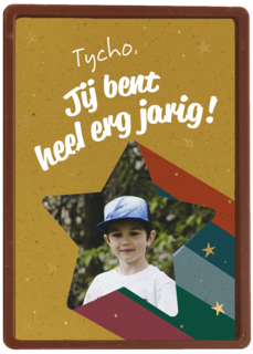 Verjaardagskaart kind heel erg jarig ster