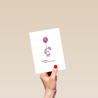 Geboortefelicitatie kiekeboe konijn roze